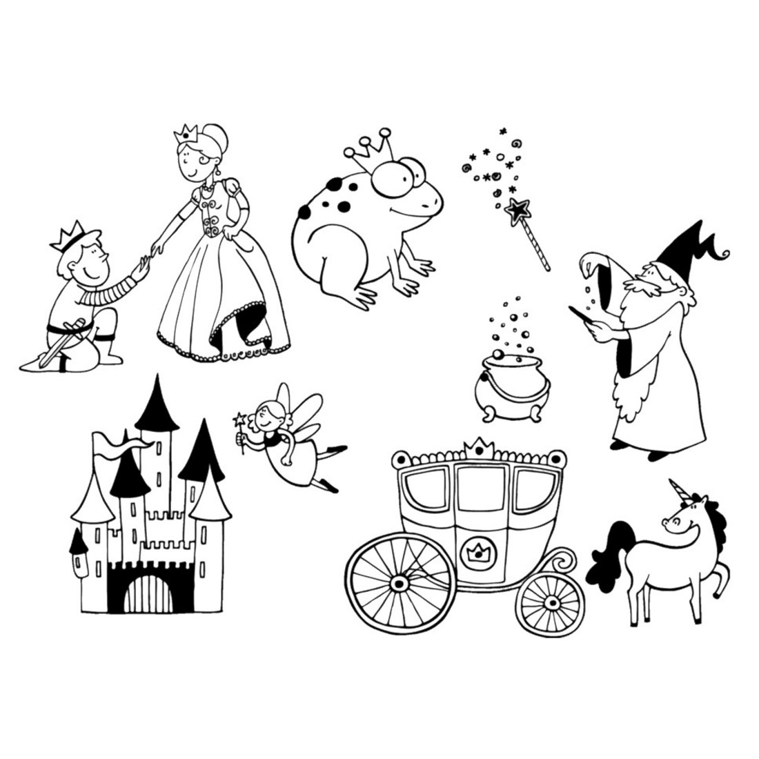 Stampominos stempels 10 stuks + inkt prinsessen