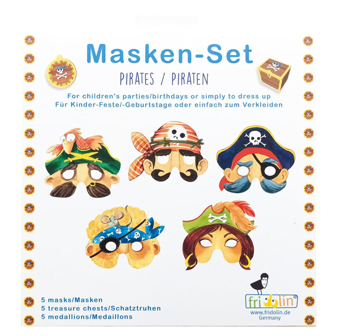 Maskerset piraten 5 stuks