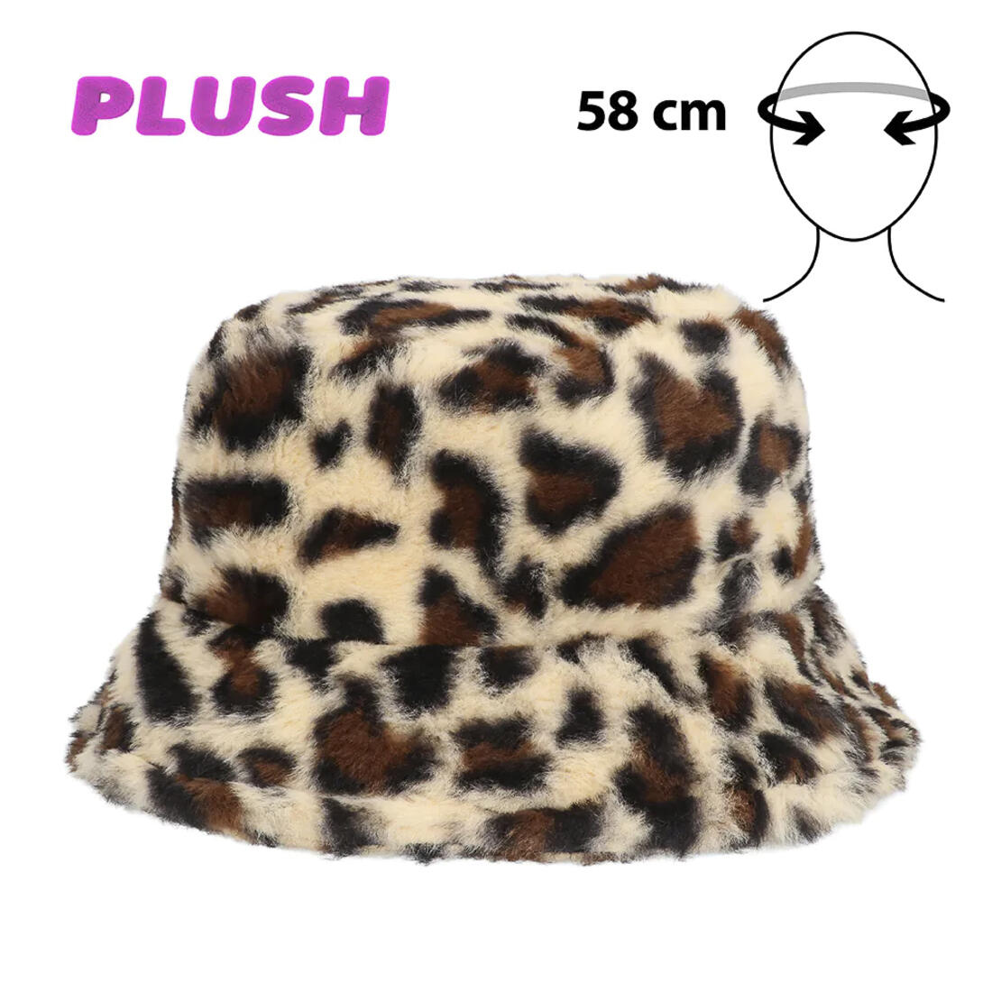 Bucket hat Plush Leopard (vissershoedje plush)