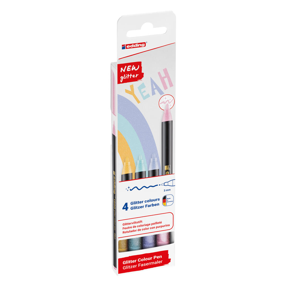 Edding viltstift glitter set pastel kleuren