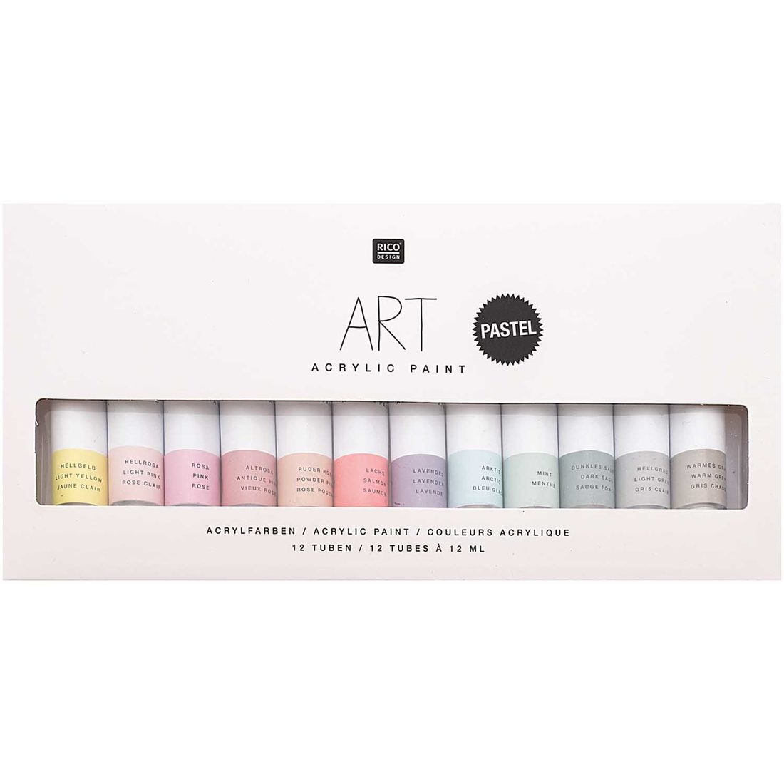 Acrylverf 12 ml 12 stuks pastel