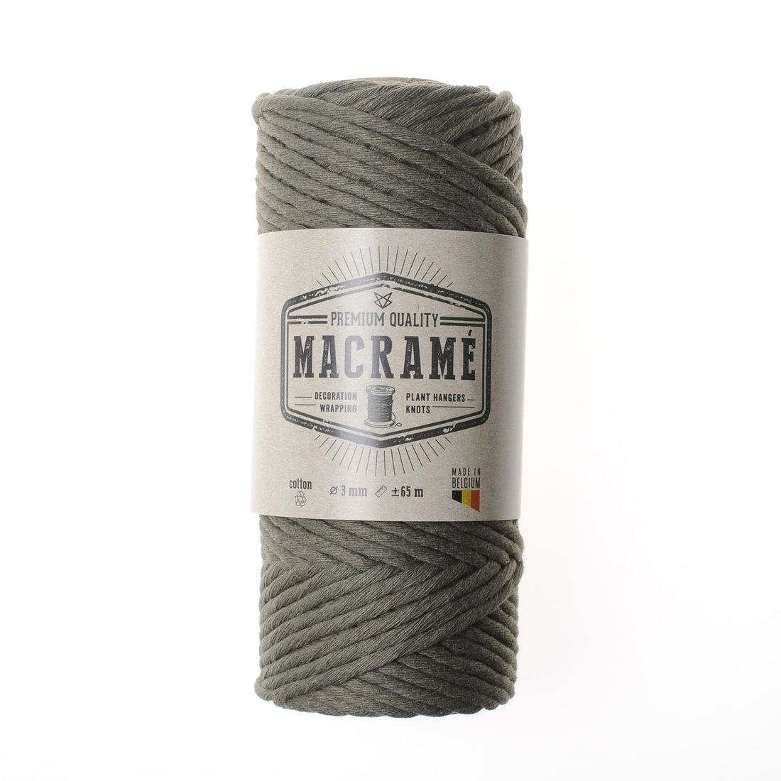 Macramé koord ongetwijnd katoen 3 mm 60 m