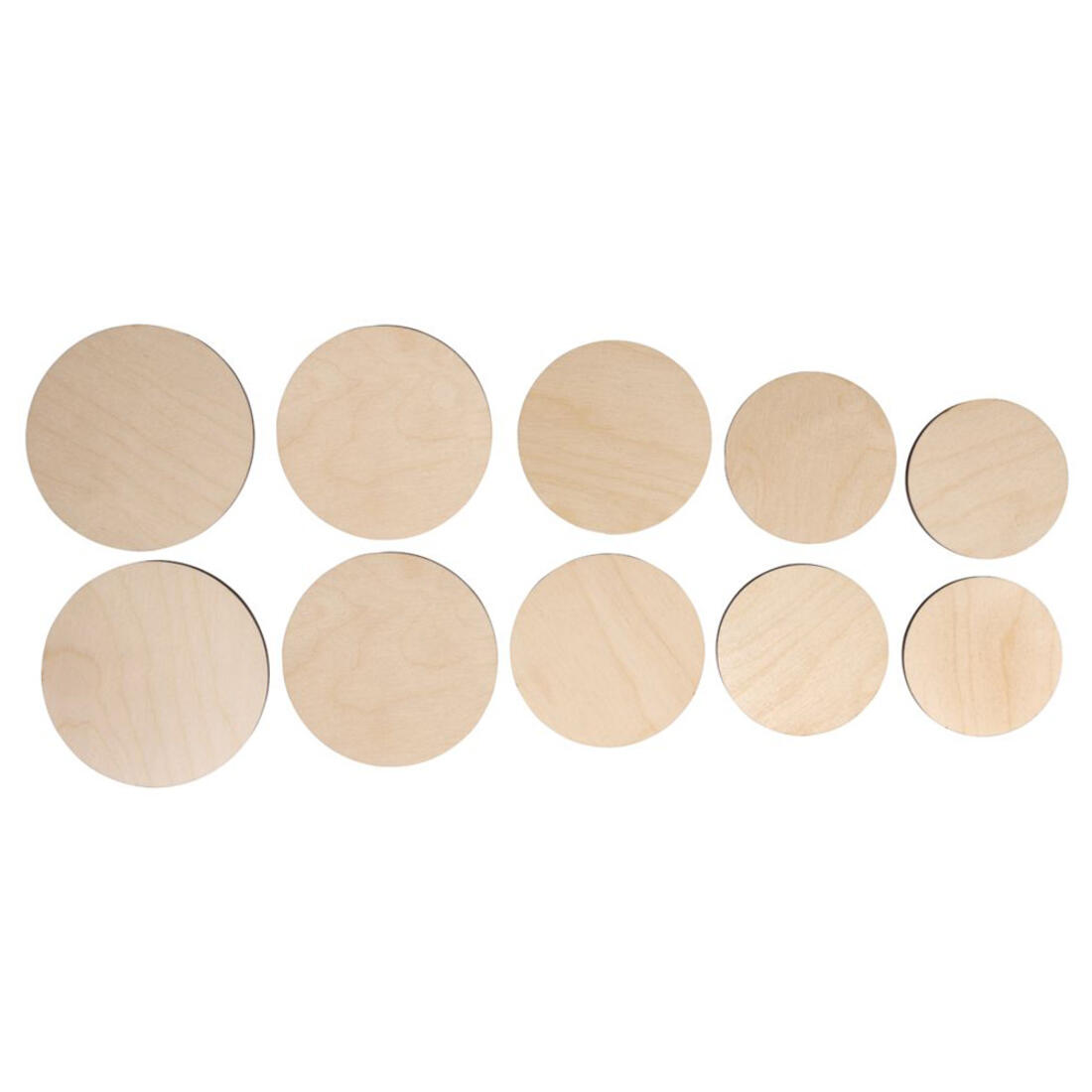 Houten platen rond formaat S 10 stuks