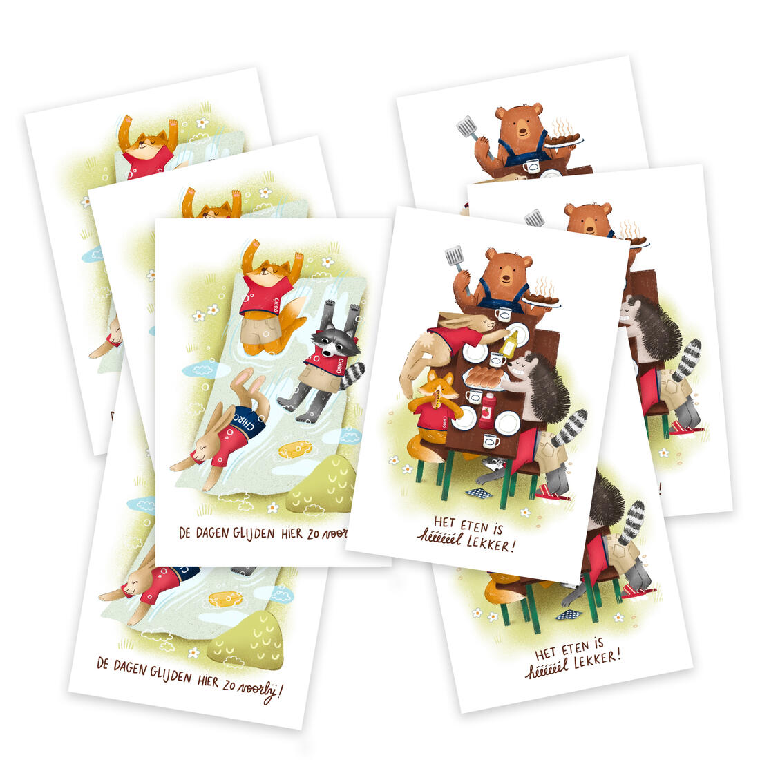 Bivakpostkaart 26 Assortiment glijden & eten 20 stuks