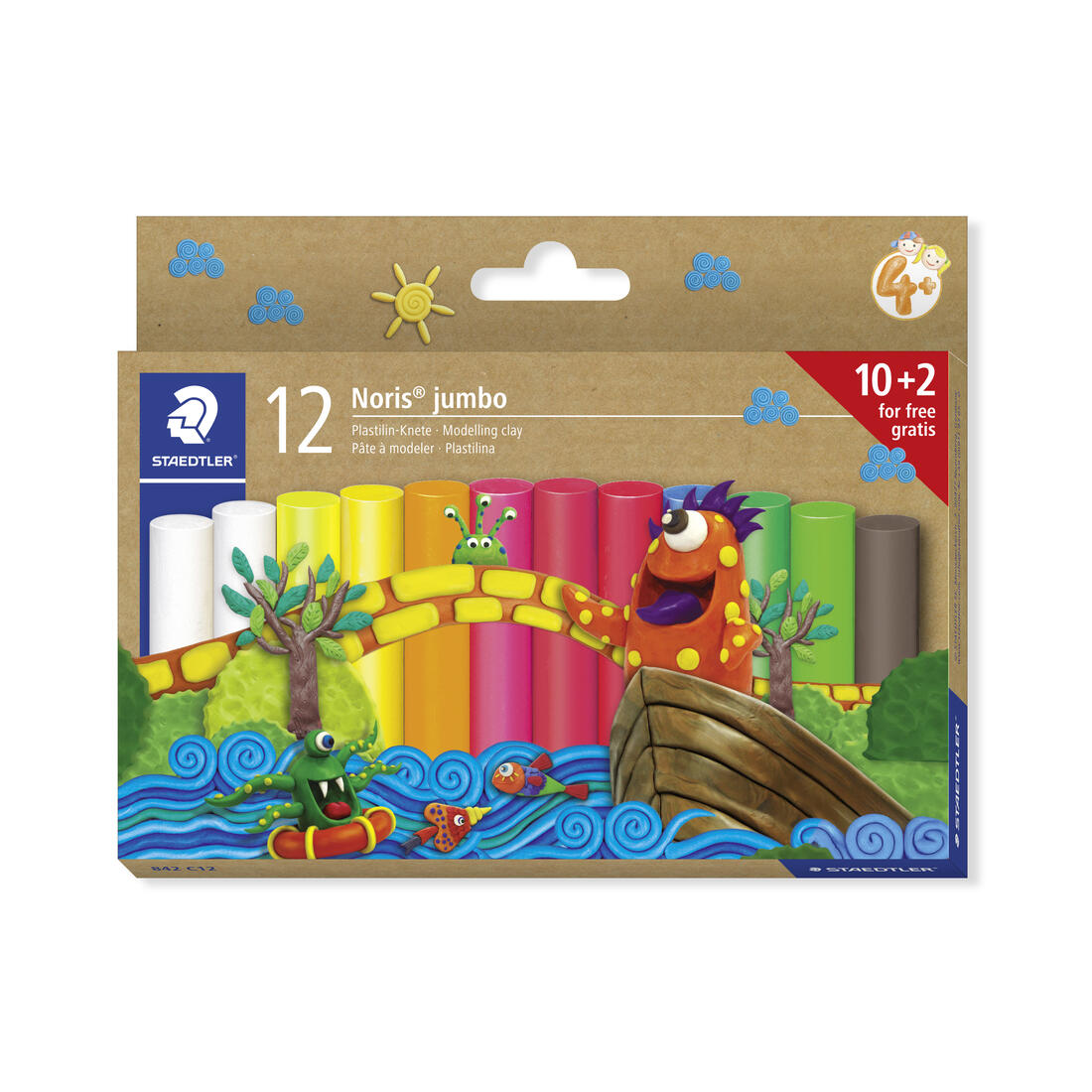 Noris Jumbo boetseerklei plasticine 12 stuks