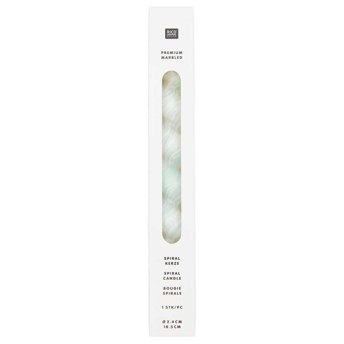 Spiraal kaars 18,5 x 2,1 cm gemarmerd groen