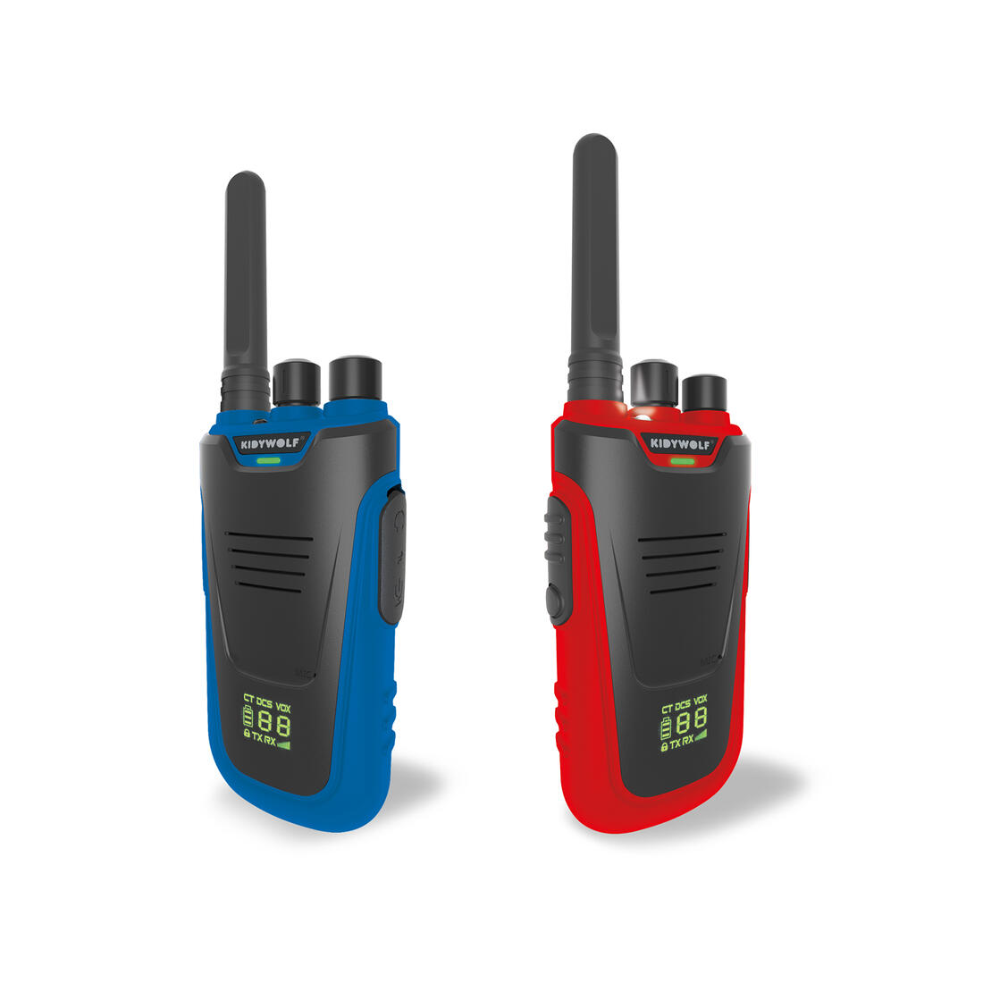 Kidytalk - 2 walkie talkies in blauw en rood Kidytalk - 2 walkie talkies in blauw en rood
