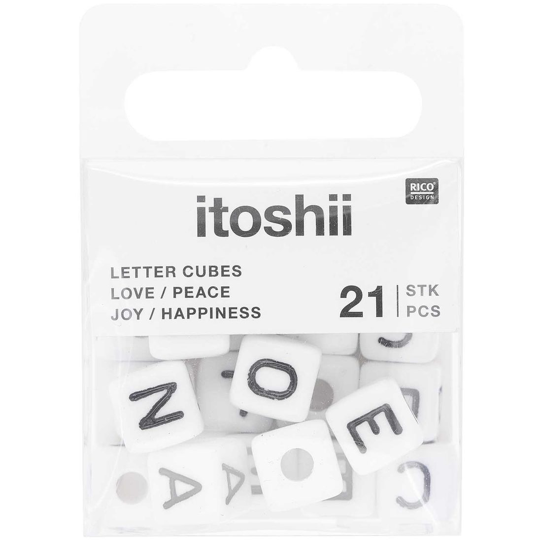 Ponii Beads Letterkralen LOVE/PEACE/JOY 10 mm 20 st wit Ponii Beads Letterkralen LOVE/PEACE/JOY 10 mm 20 st wit