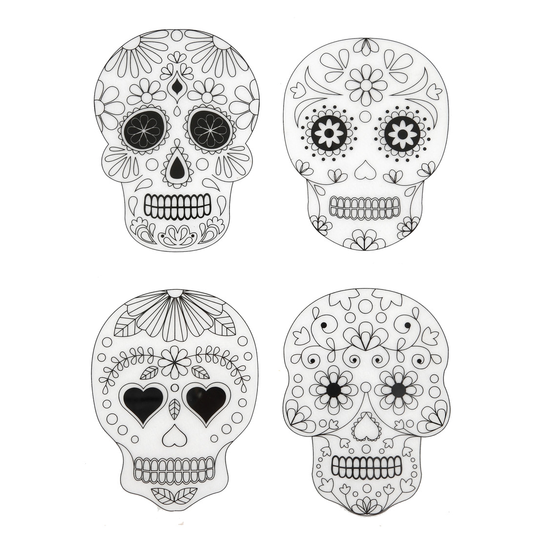 Krimpfolie 10,5 x 14,5 cm 4 stuks doodskoppen Krimpfolie 10,5 x 14,5 cm 4 stuks doodskoppen