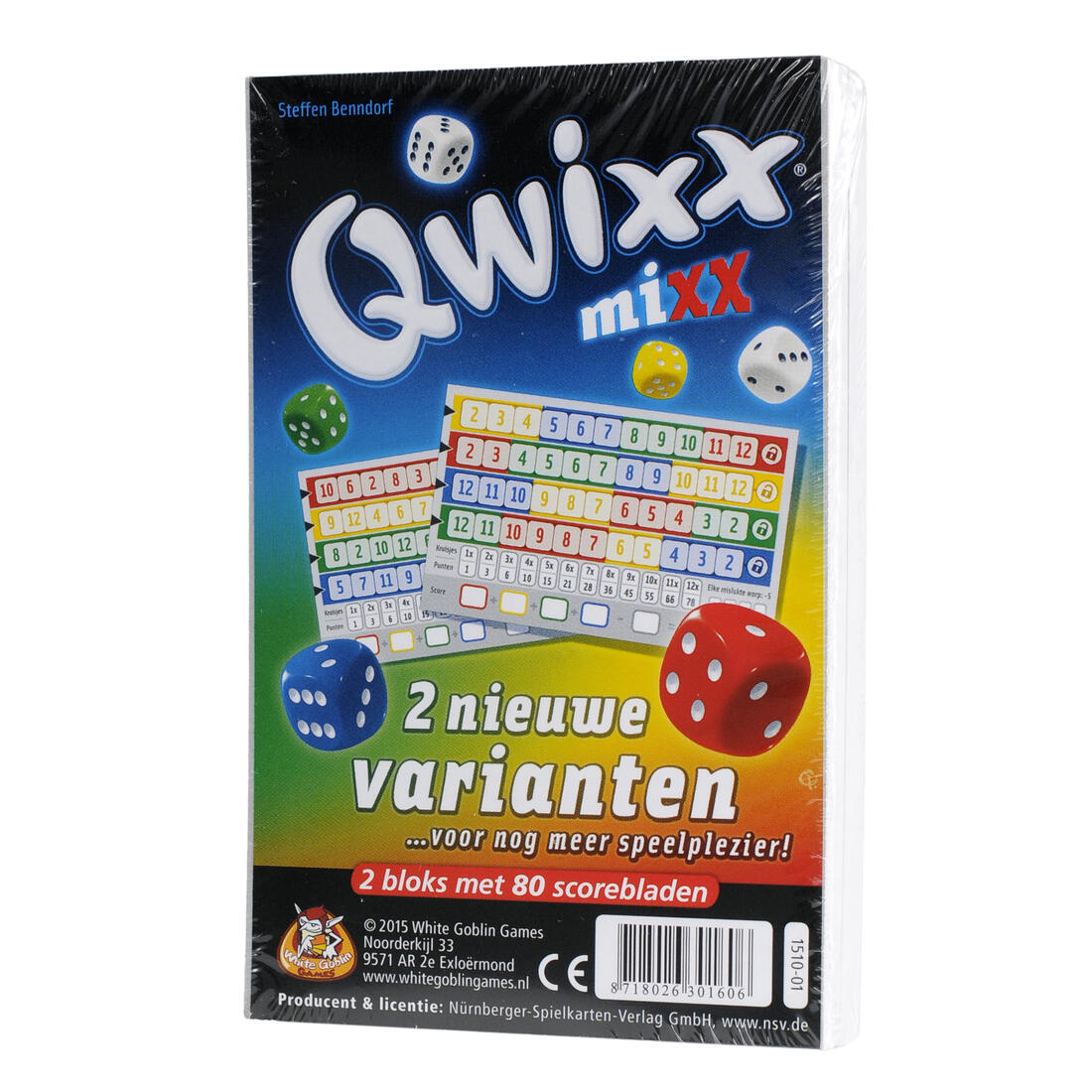 Qwixx mixx variant scoreblok 2 stuks van 80 blaadjes Qwixx mixx variant scoreblok 2 stuks van 80 blaadjes