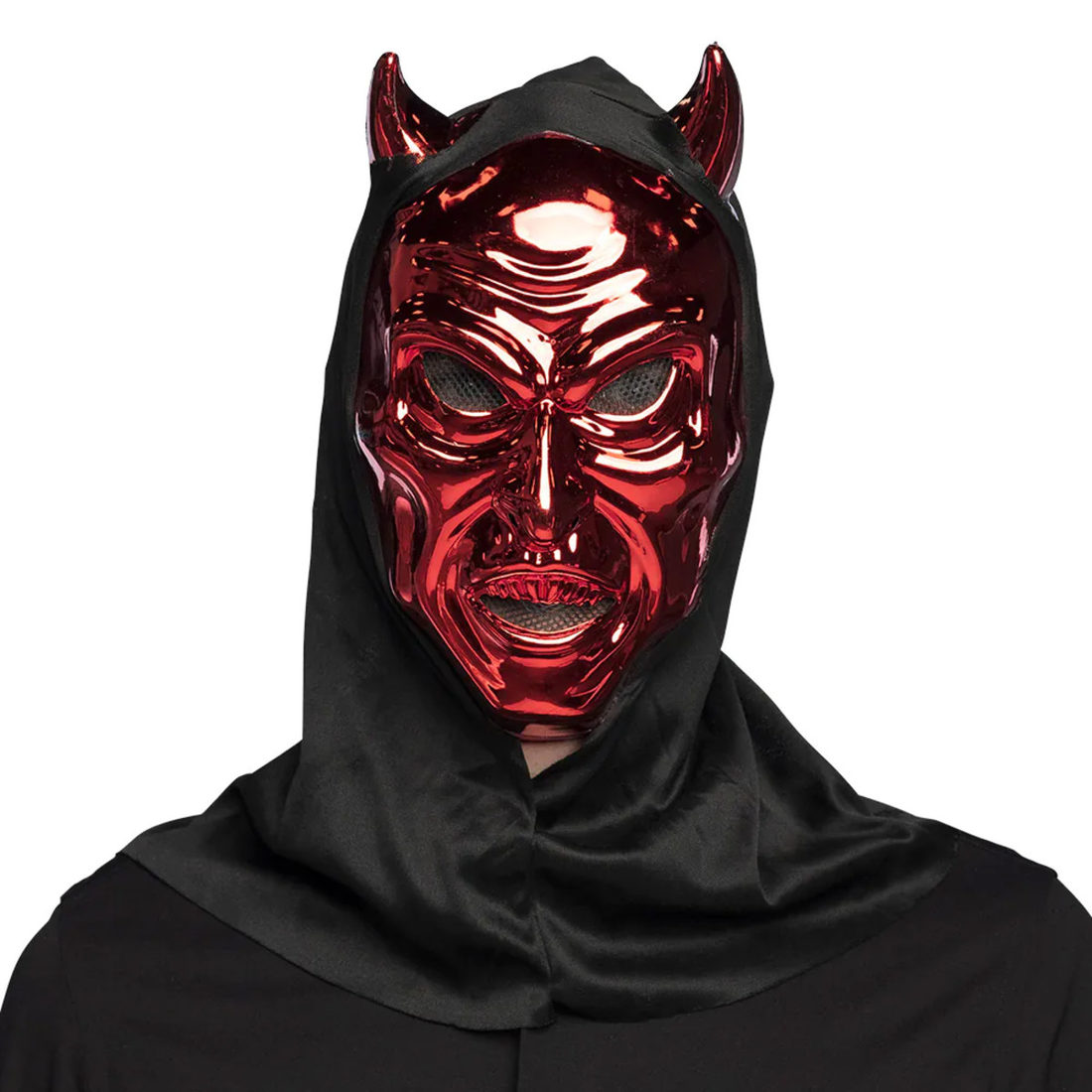 Masker duivel rood met kap Masker duivel rood met kap