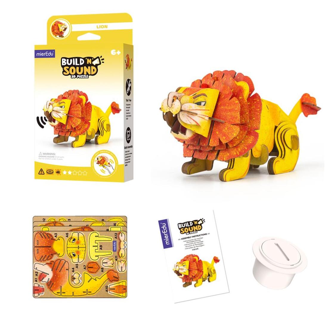 3D puzzel met geluid wild dier - leeuw 3D puzzel met geluid wild dier - leeuw