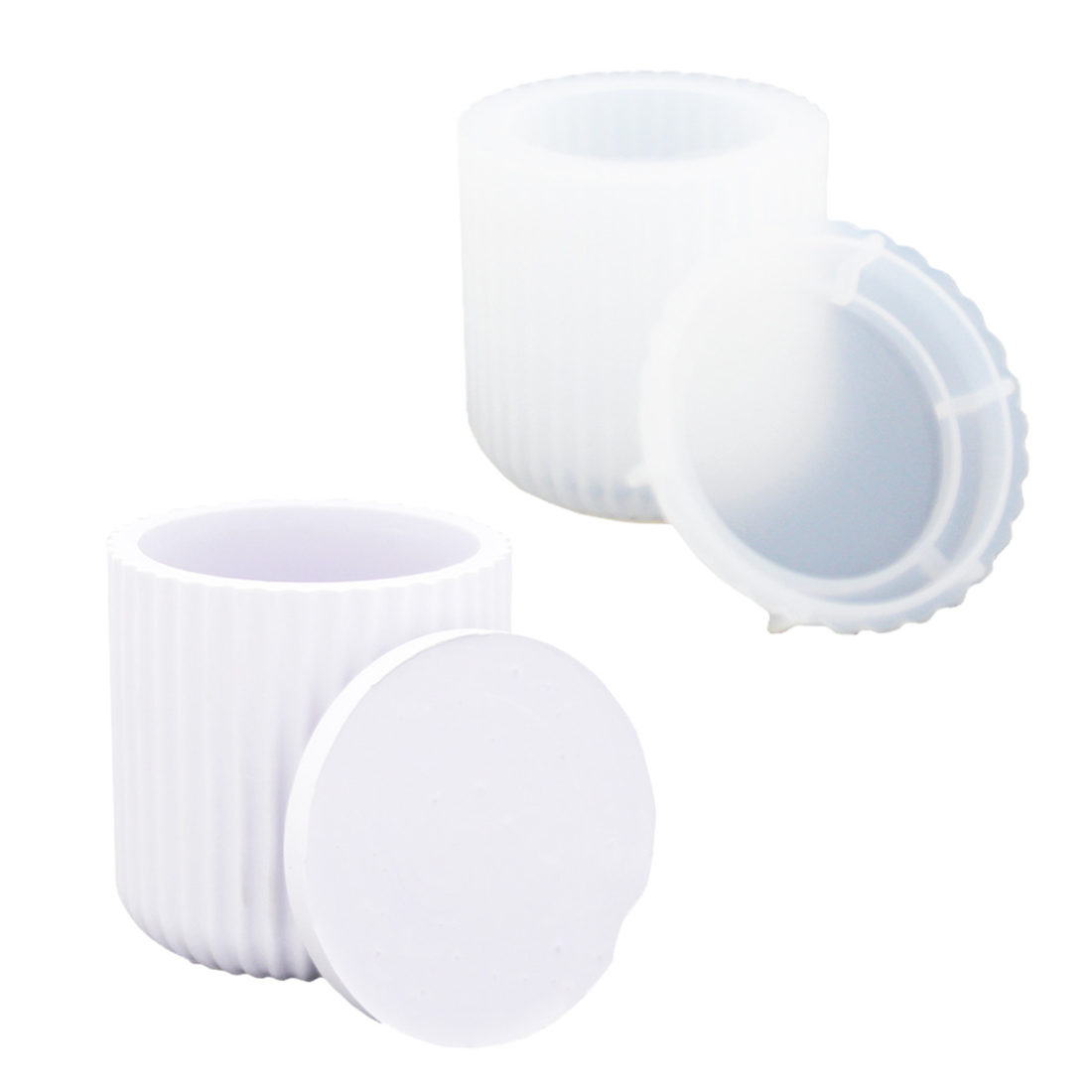 Siliconen mal potje met deksel geribbeld 7,8 x 8 cm Siliconen mal potje met deksel geribbeld 7,8 x 8 cm