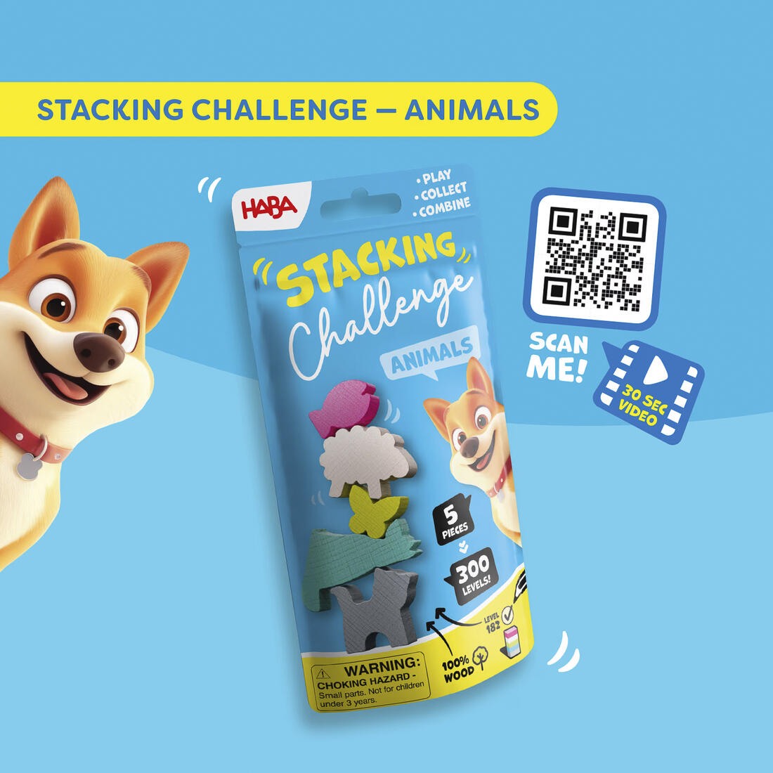 Stacking Challenge (blauw) Dieren 6+