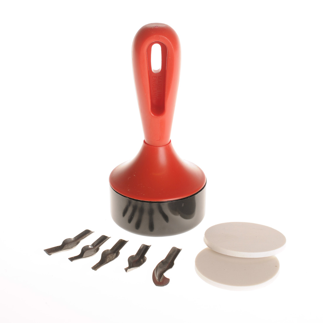 Essdee Lino set - 5 mesjes, 1 houder en 2 soft cut Essdee Lino set - 5 mesjes, 1 houder en 2 soft cut