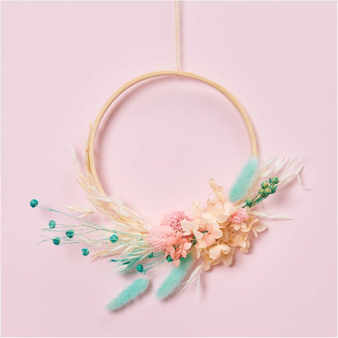 Droogbloemen mix 30 cm pastel turkoois Droogbloemen mix 30 cm pastel turkoois