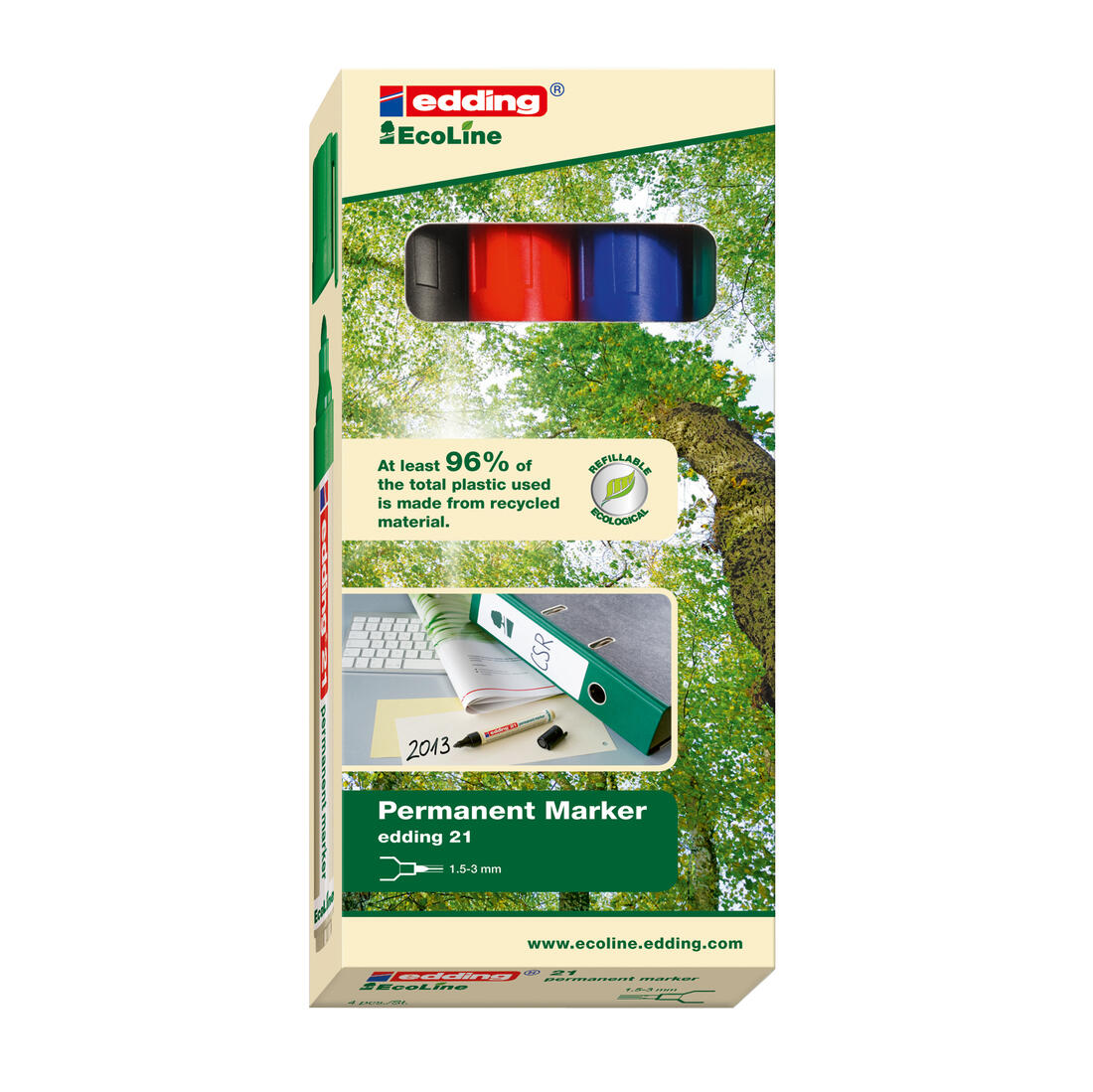 Edding EcoLine alcoholstift set 4 stuks Edding EcoLine alcoholstift set 4 stuks