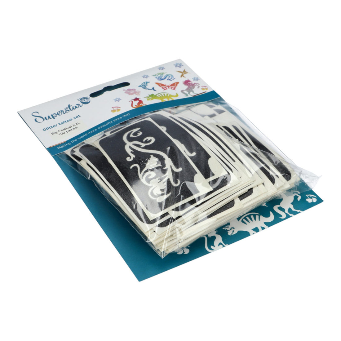 Sjablonen voor glittertattoos 100 stuks festival mix Sjablonen voor glittertattoos 100 stuks festival mix