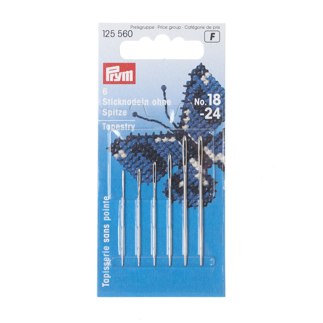 Borduurnaald nr 18 tot 24, 6 stuks assortiment