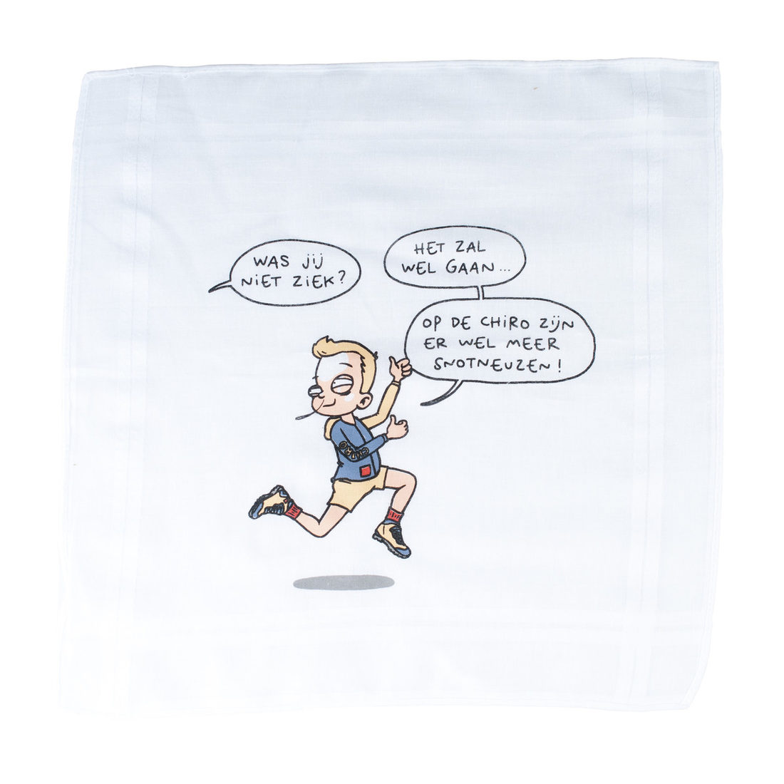 Zakdoek met Chirocartoon 29 x 29 cm Zakdoek met Chirocartoon 29 x 29 cm