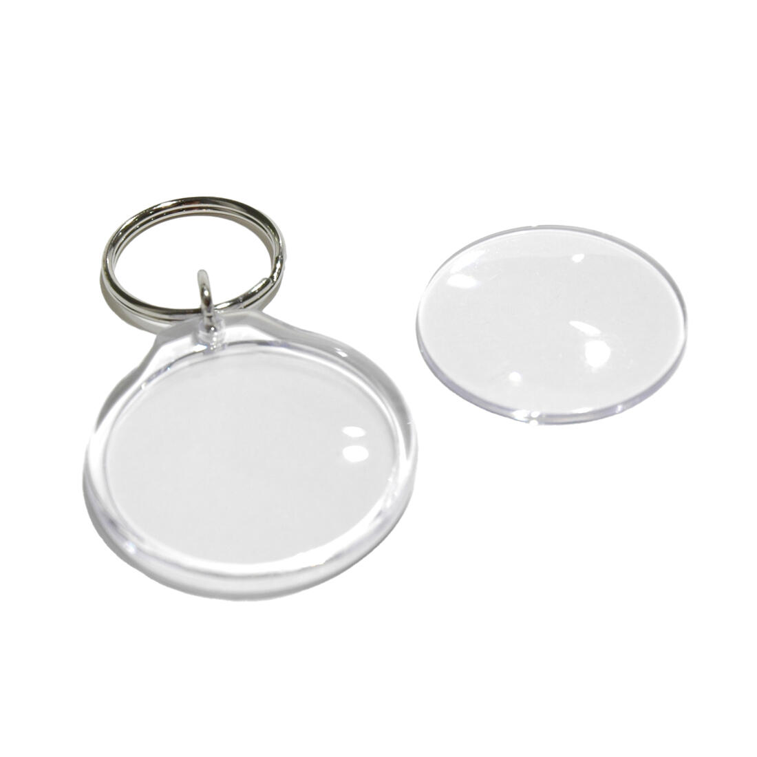 Sleutelhanger 2-delig transparant 45 mm rond Sleutelhanger 2-delig transparant 45 mm rond