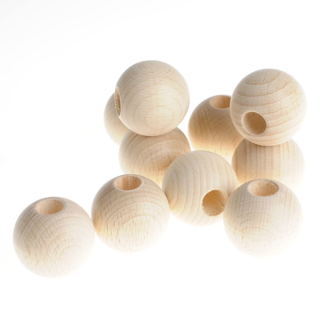 Houten bol met groot gat 30 mm 10 stuks Houten bol met groot gat 30 mm 10 stuks