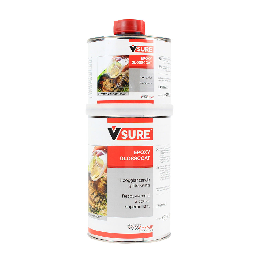 Hoogglanzende epoxy gietlaag 1 kg met verharder