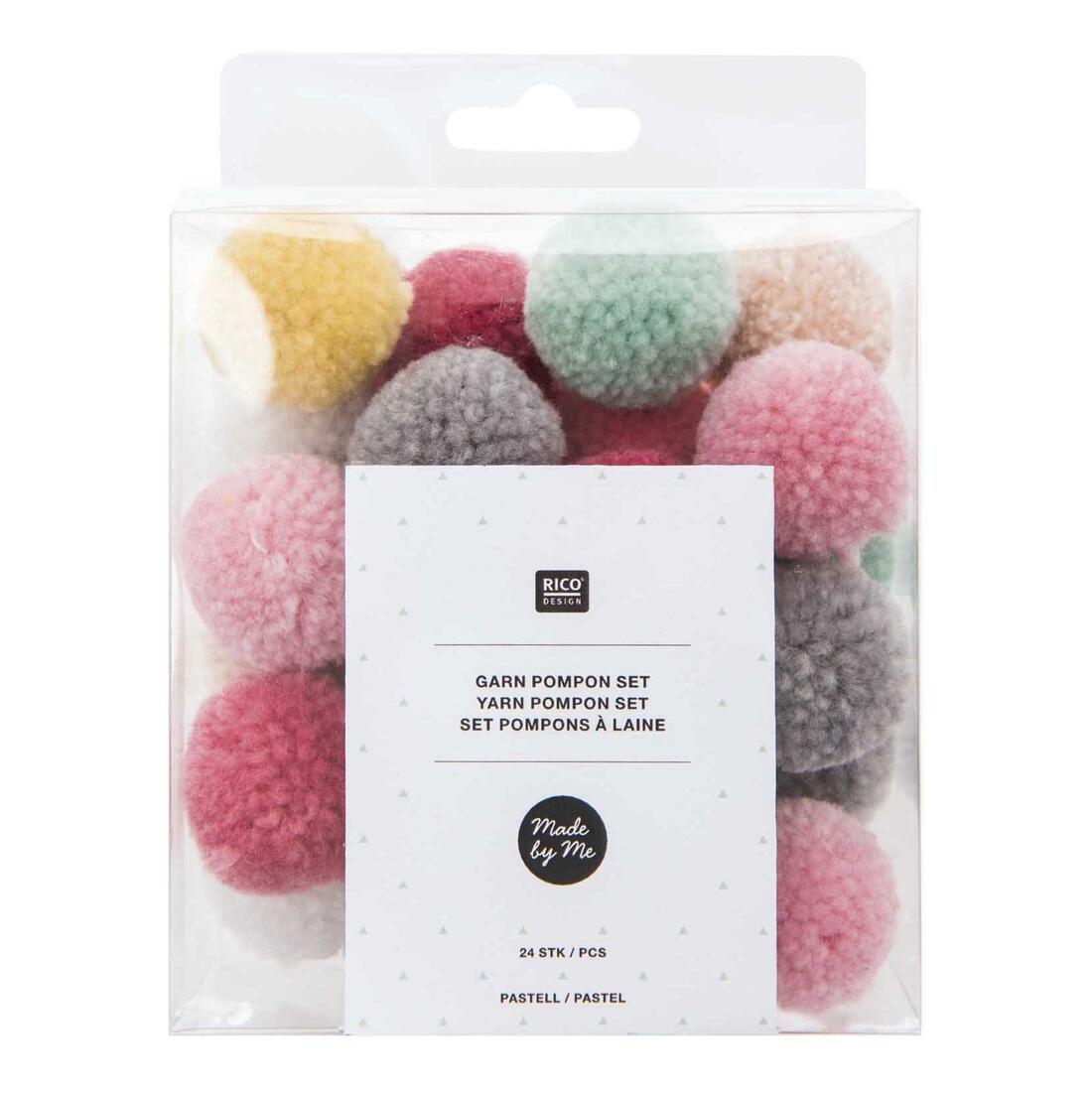 Pompon 24 stuks mix pastel