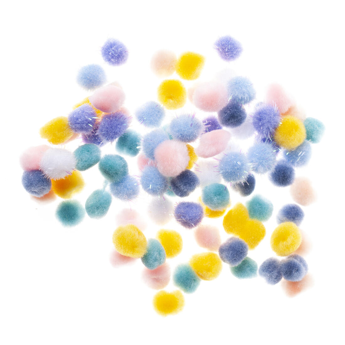 Pompon 10 mm 96 stuks pastel mix