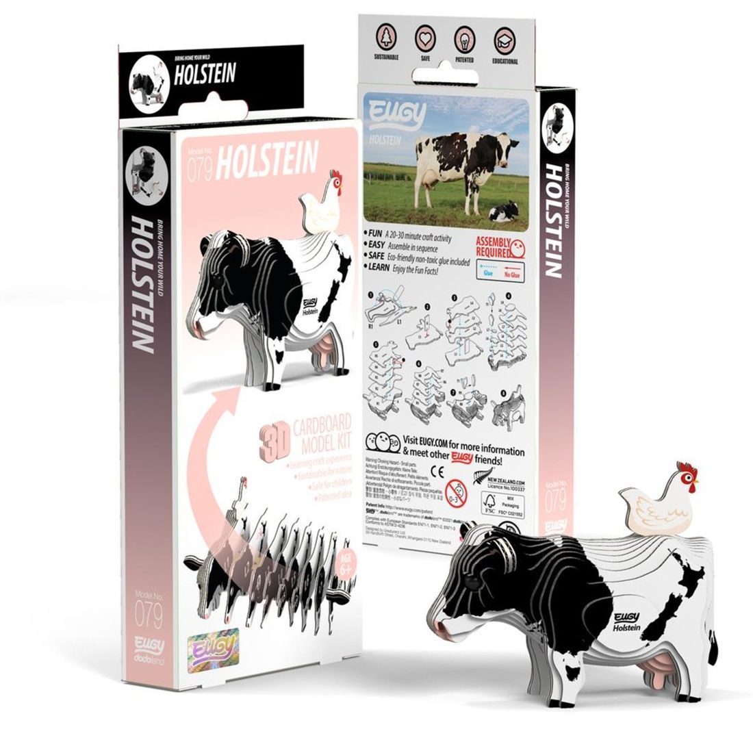 Eugy 3D karton hoevedier - Holstein Friese koe Eugy 3D karton hoevedier - Holstein Friese koe