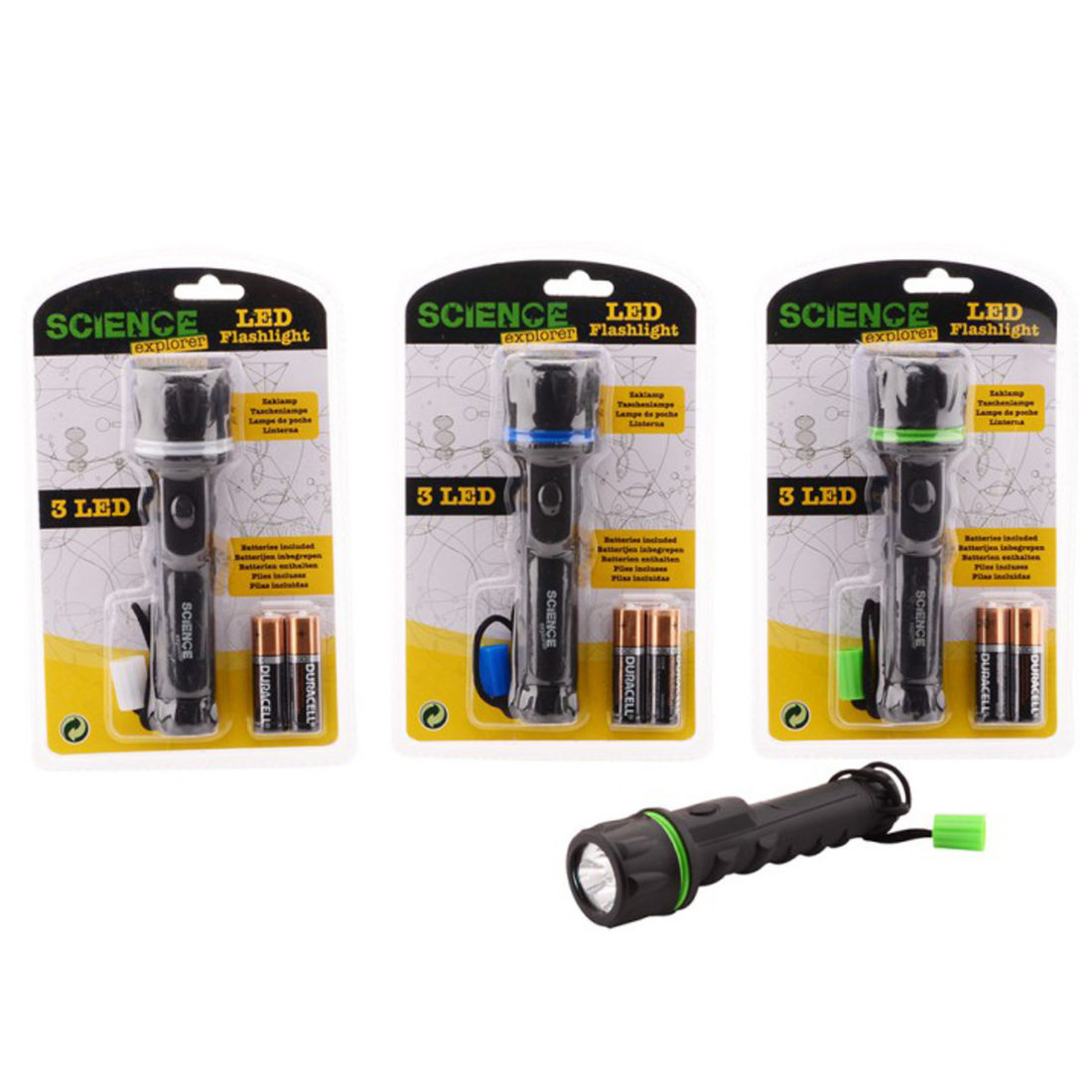 Staafzaklamp LED Science Explorer met 2 AA-batterijen