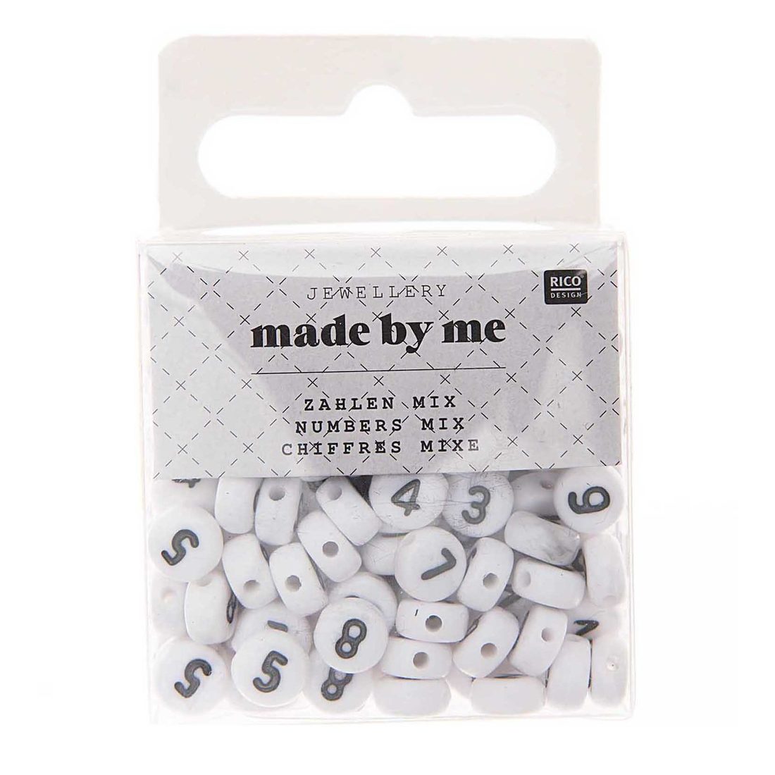 Cijferkralen 7 x 4 mm 165 stuks wit Cijferkralen 7 x 4 mm 165 stuks wit