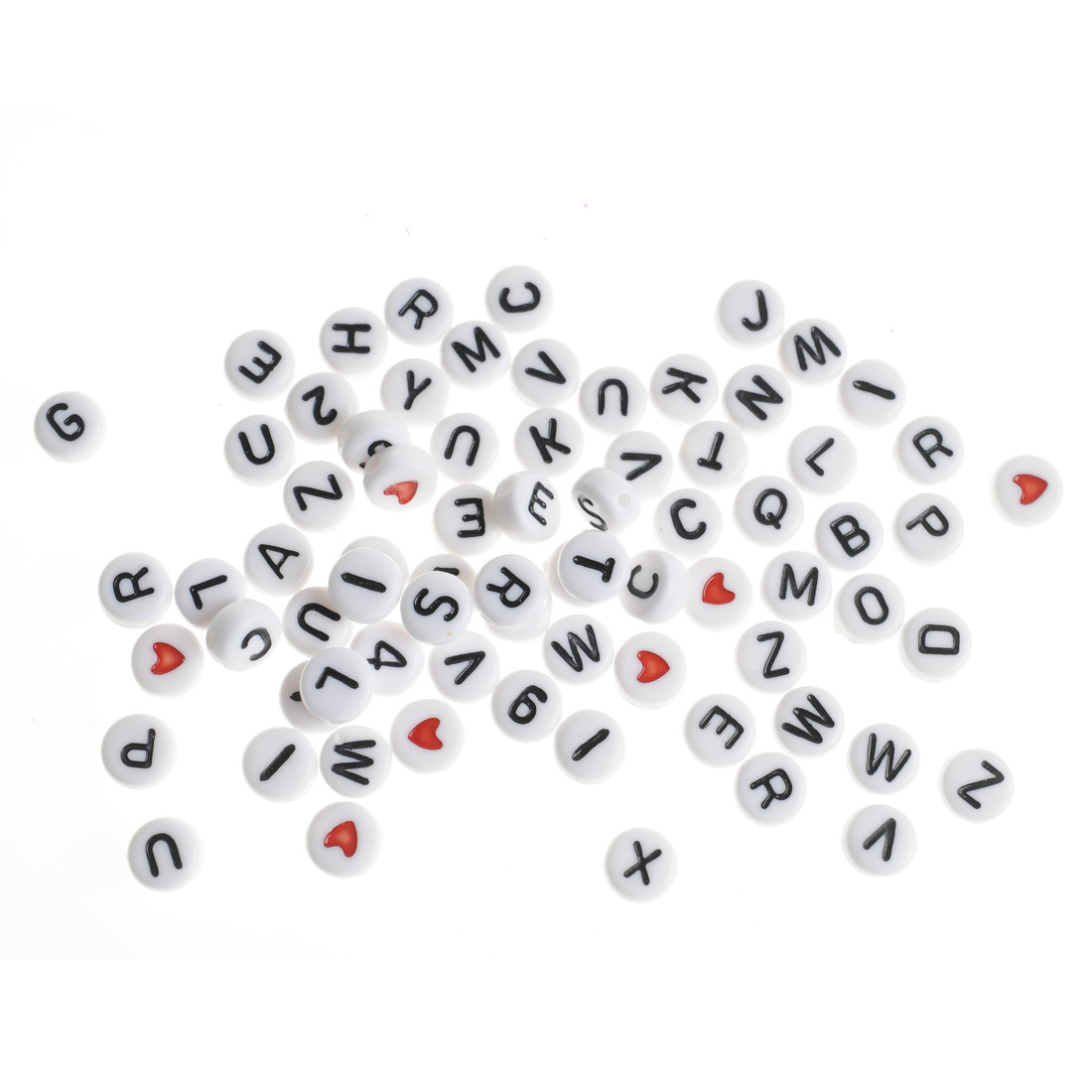 letterkralen 7 mm ca. 200 stuks wit, zwarte letters letterkralen 7 mm ca. 200 stuks wit, zwarte letters