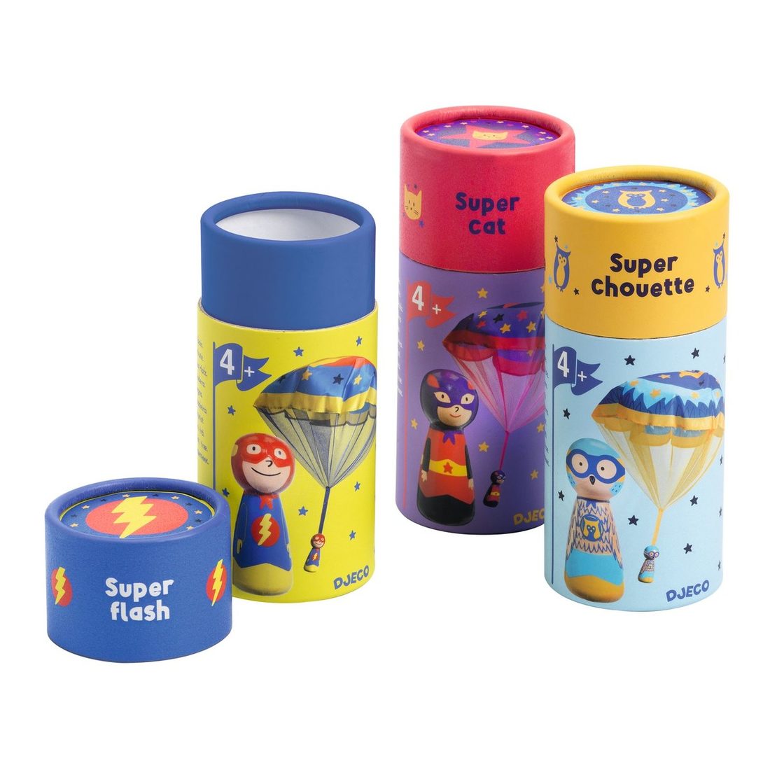 Parachutistje 'vliegende held' in hout 1 stuk (keuze uit 3) Parachutistje 'vliegende held' in hout 1 stuk (keuze uit 3)