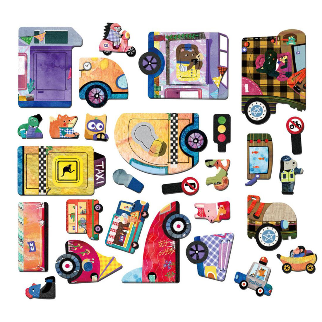 Magnetische reisbox puzzelspel voertuigen 3+ Magnetische reisbox puzzelspel voertuigen 3+