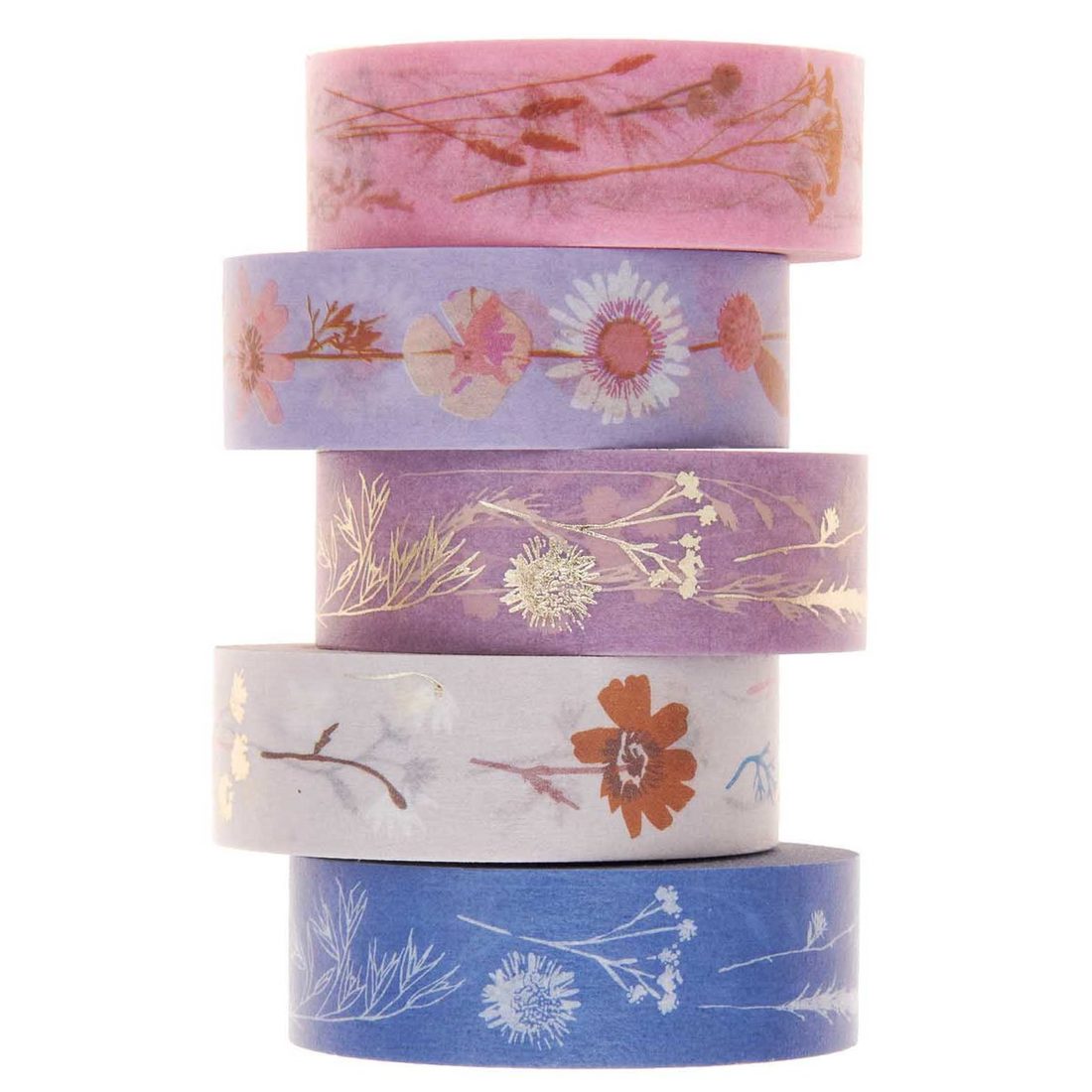 Washi tape set 1,5 cm x 10 m 5 stuks bloemen Washi tape set 1,5 cm x 10 m 5 stuks bloemen
