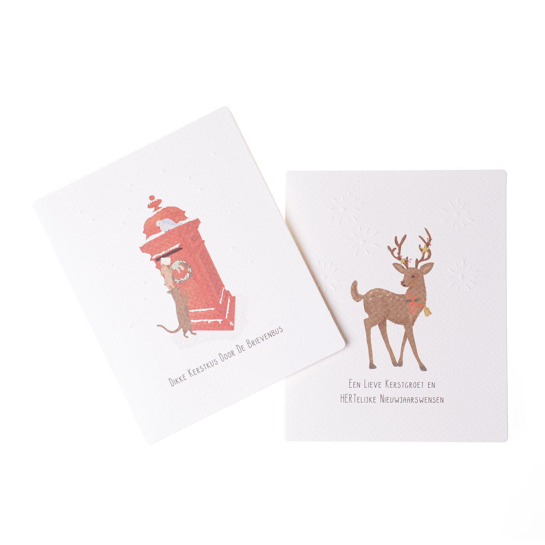 Wenskaarten kerst en Nieuwjaar 8 stuks brievenbus & hert Wenskaarten kerst en Nieuwjaar 8 stuks brievenbus & hert
