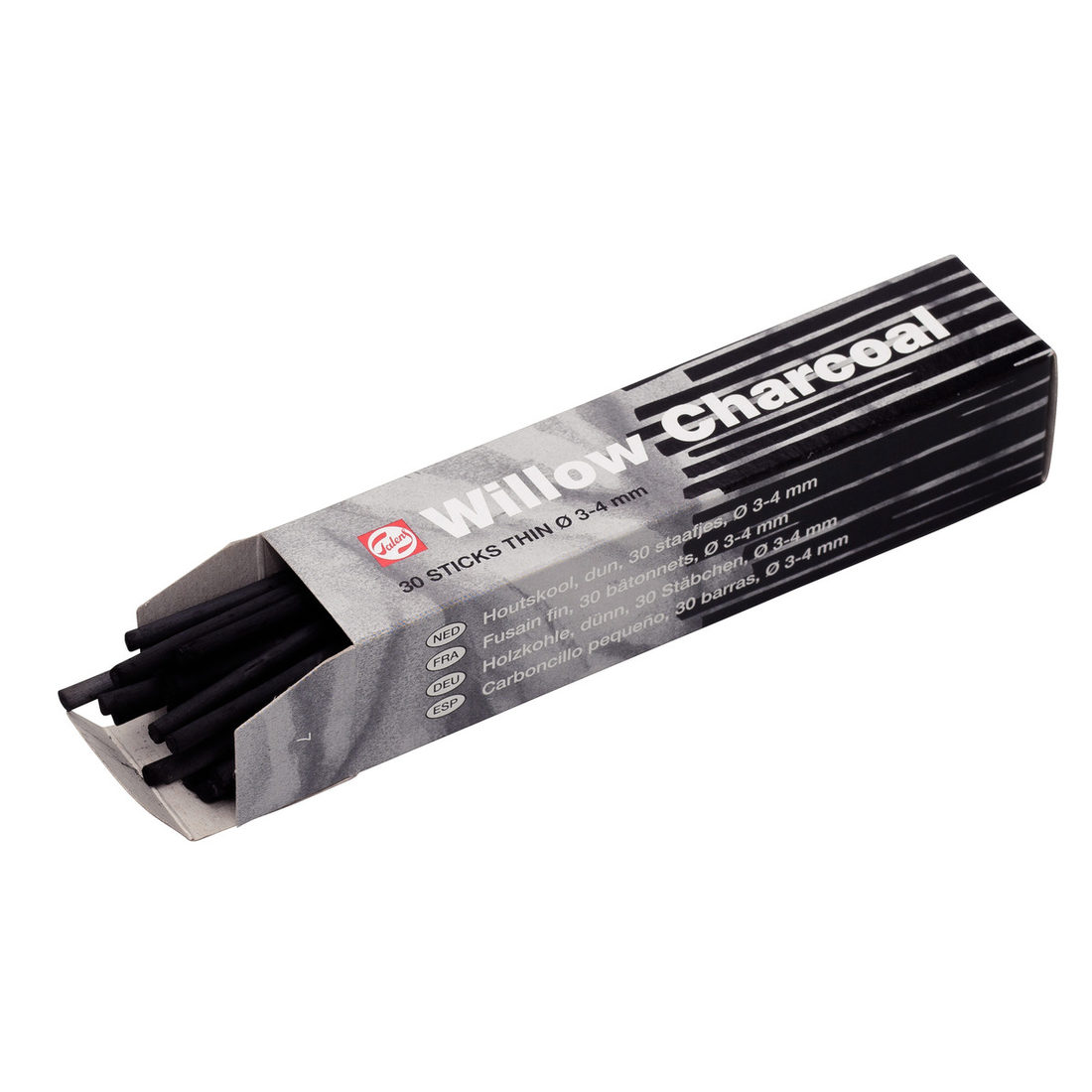 Houtskool fijn 3-4 mm 30 staafjes Houtskool fijn 3-4 mm 30 staafjes