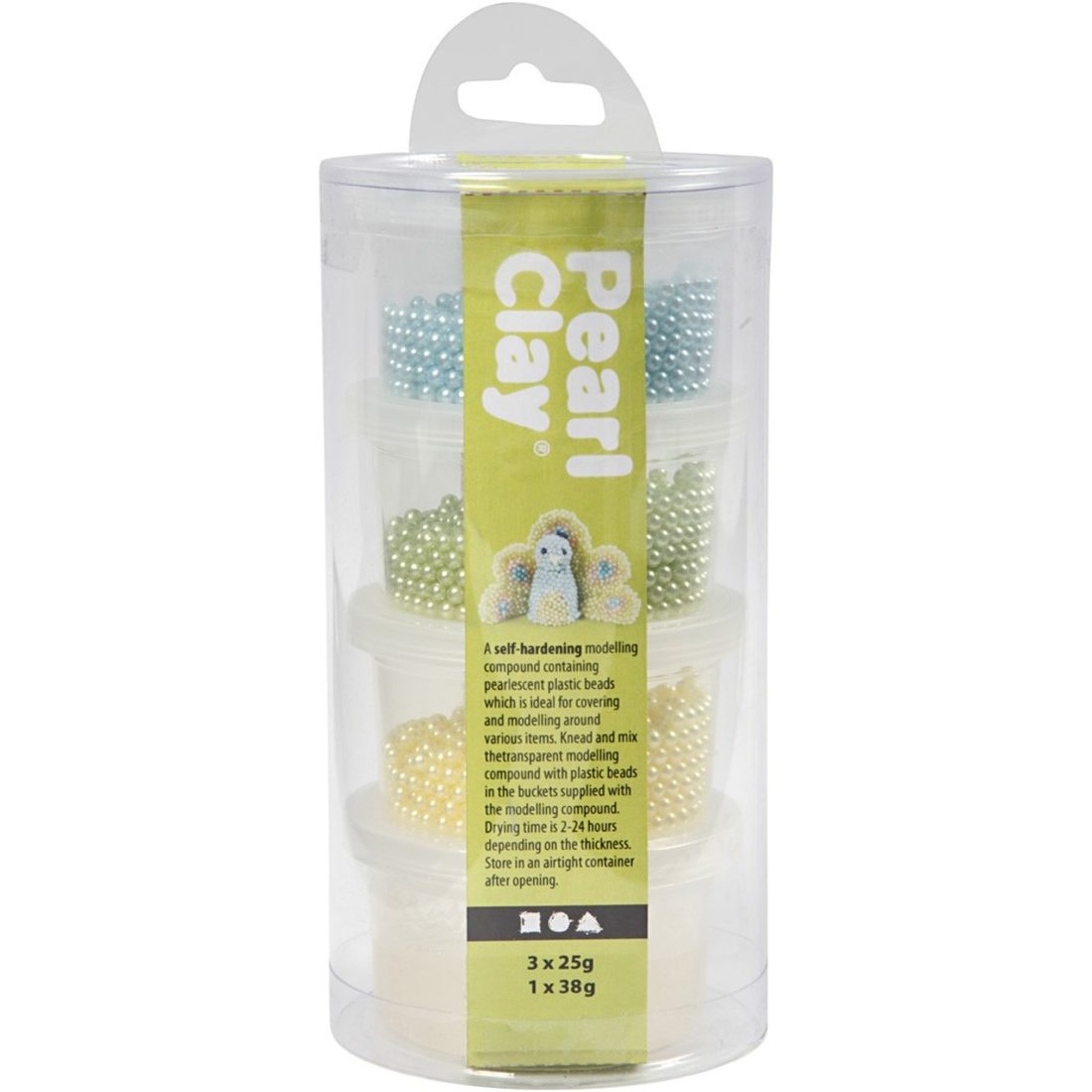 Pearl Clay 3 x 25 g groen, lichtblauw, geel Pearl Clay 3 x 25 g groen, lichtblauw, geel