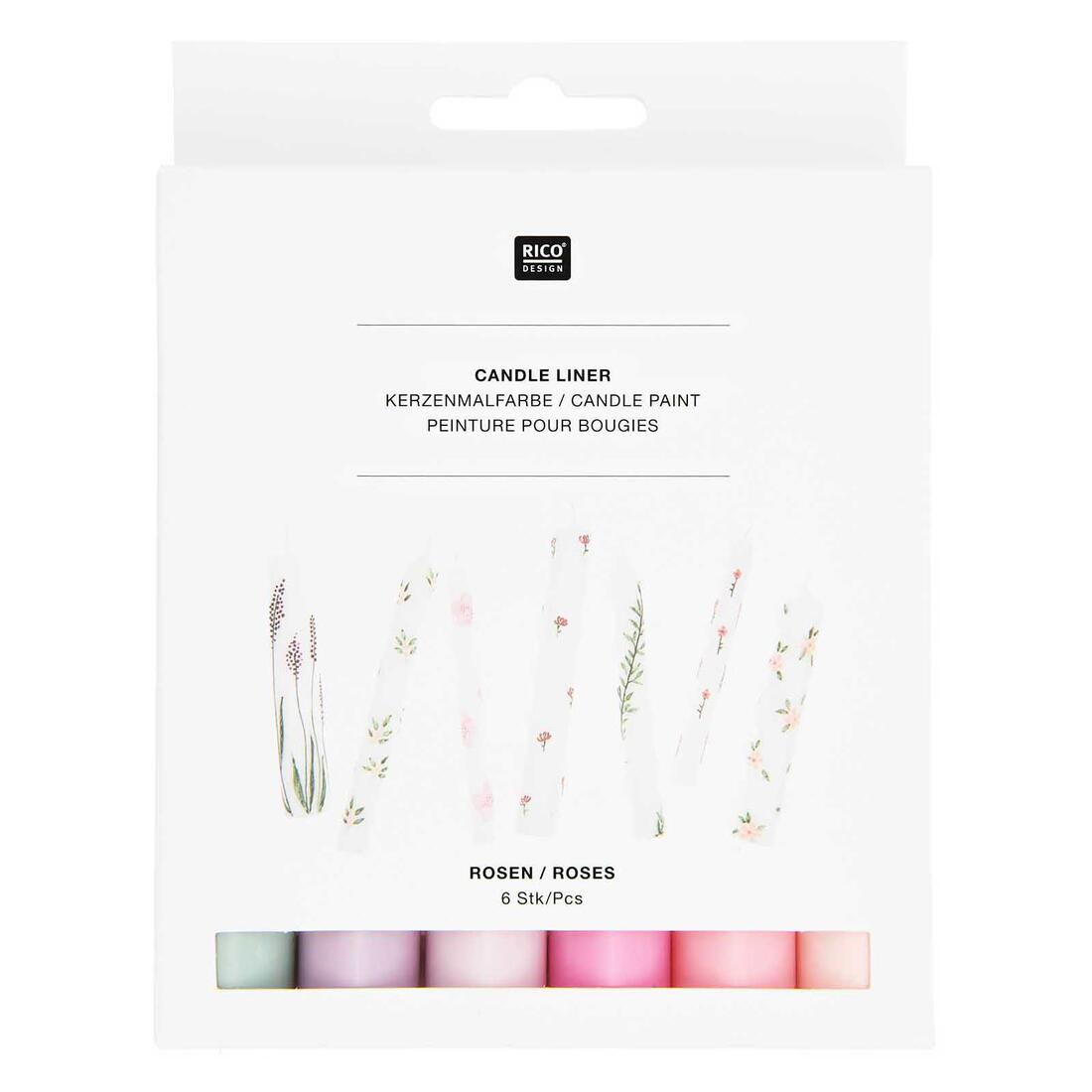 Was-liner voor kaarsen set Roses 6 stuks  Was-liner voor kaarsen set Roses 6 stuks