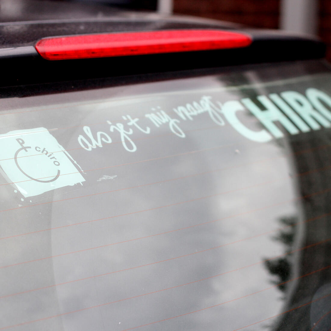 Autosticker wit Als je t mij vraagt Chiro 70x10 cm