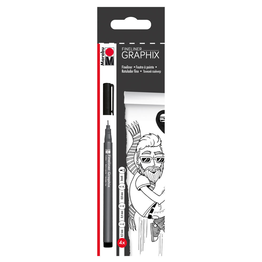 Marabu Graphix fineliners 4 stuks zwart