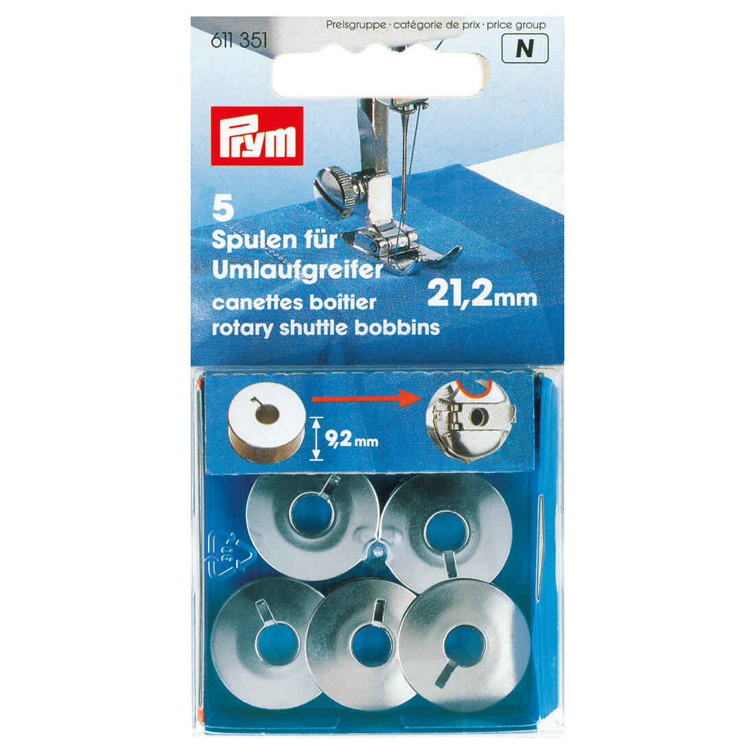 Naaimachinespoel 21,2 mm 5 stuks