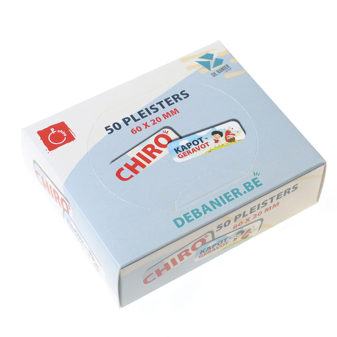 Doosje met 50 wondpleisters Chiro / Kapot geravot Doosje met 50 wondpleisters Chiro / Kapot geravot