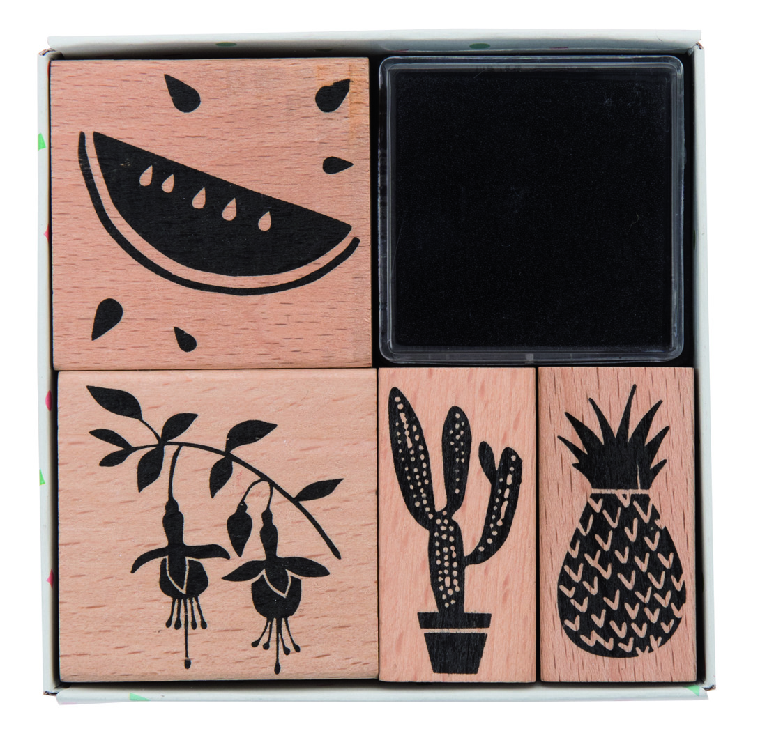 Rico Tropical Stempelset 4 stuks + stempelkussen meloen
