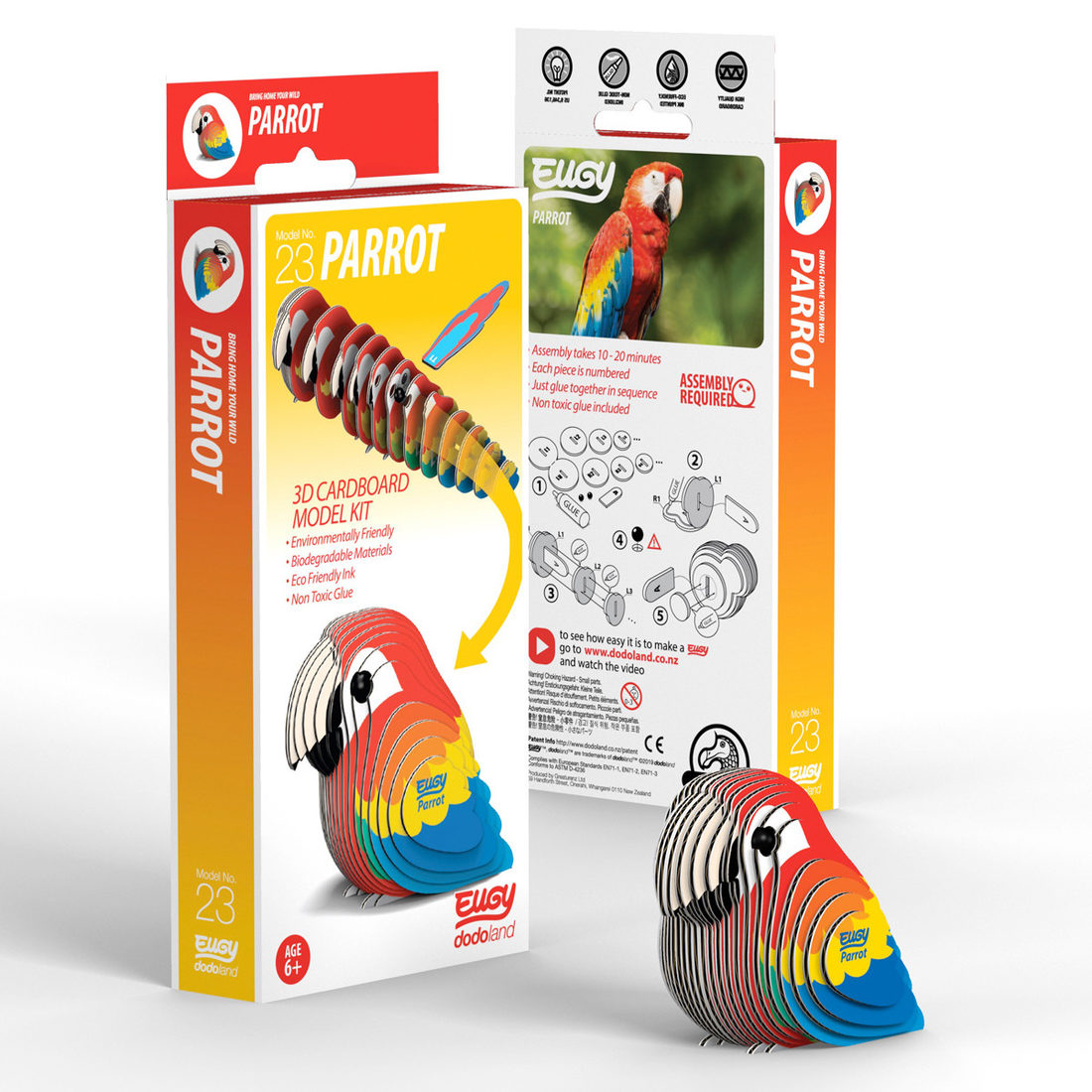 Eugy 3D karton vogel - papegaai