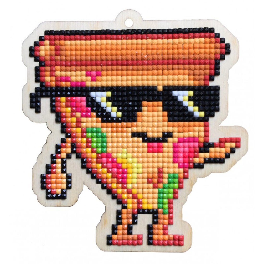 Diamond Painting op hout L pizza met zonnebril