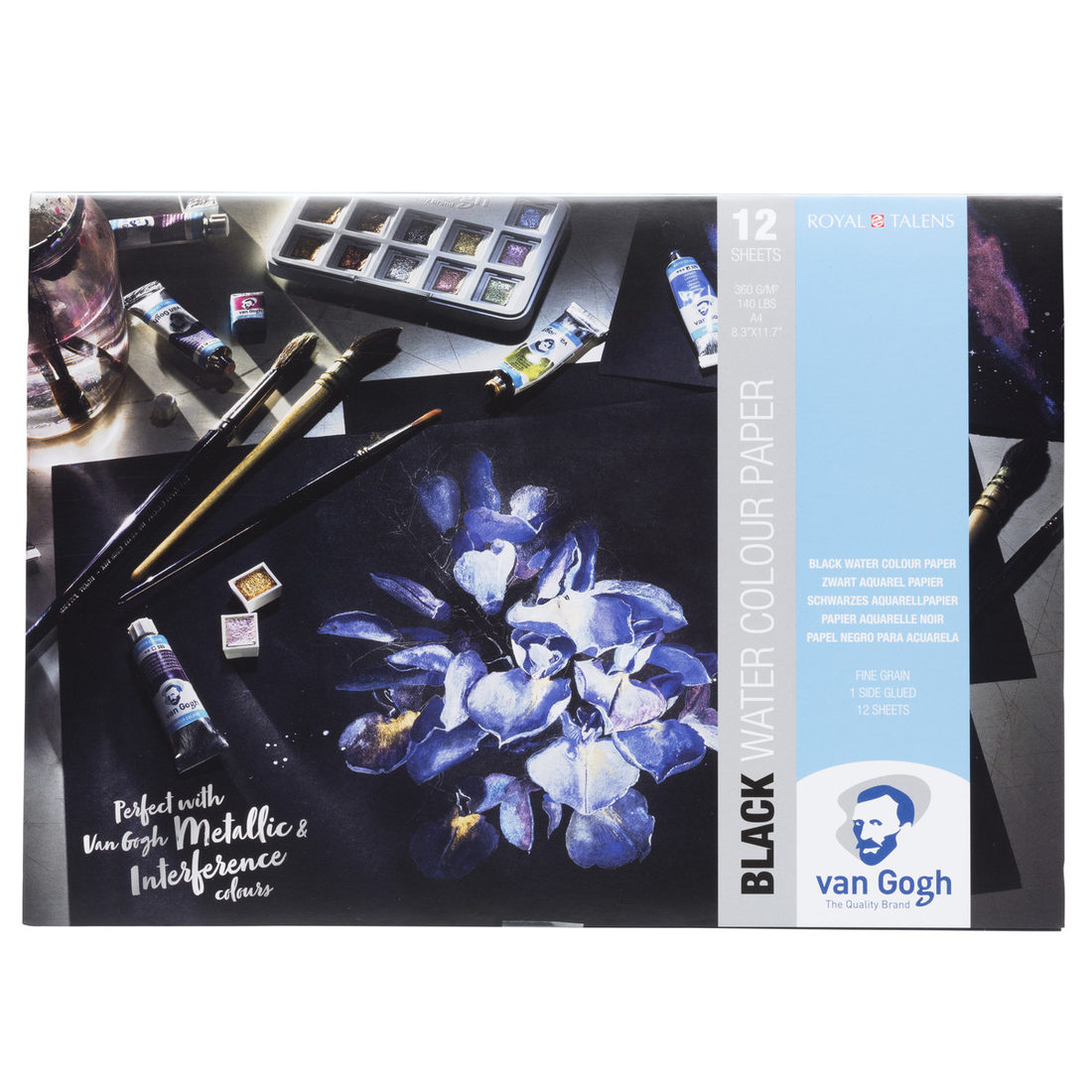 Van Gogh aquarelpapier 360 g A4 12 vellen zwart