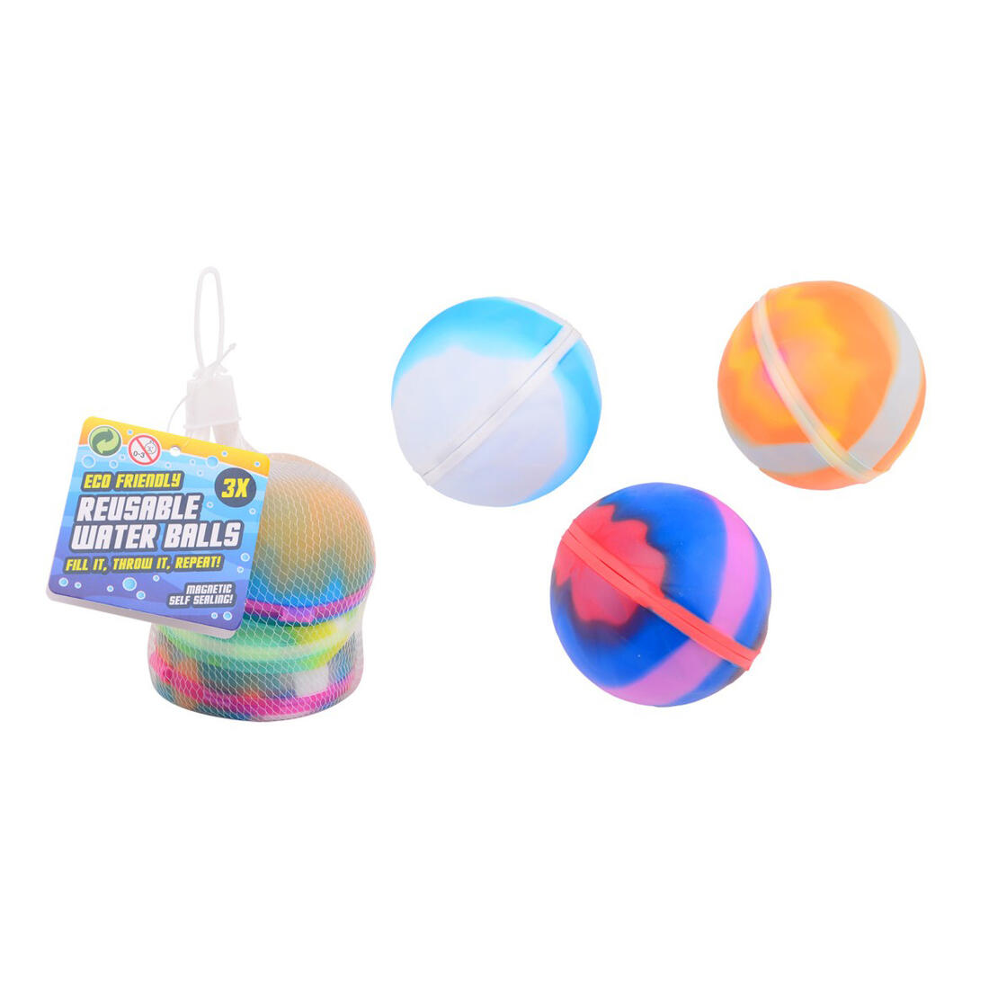 Herbruikbare waterbal(lon) met magneetsluiting 3 stuks Herbruikbare waterbal(lon) met magneetsluiting 3 stuks