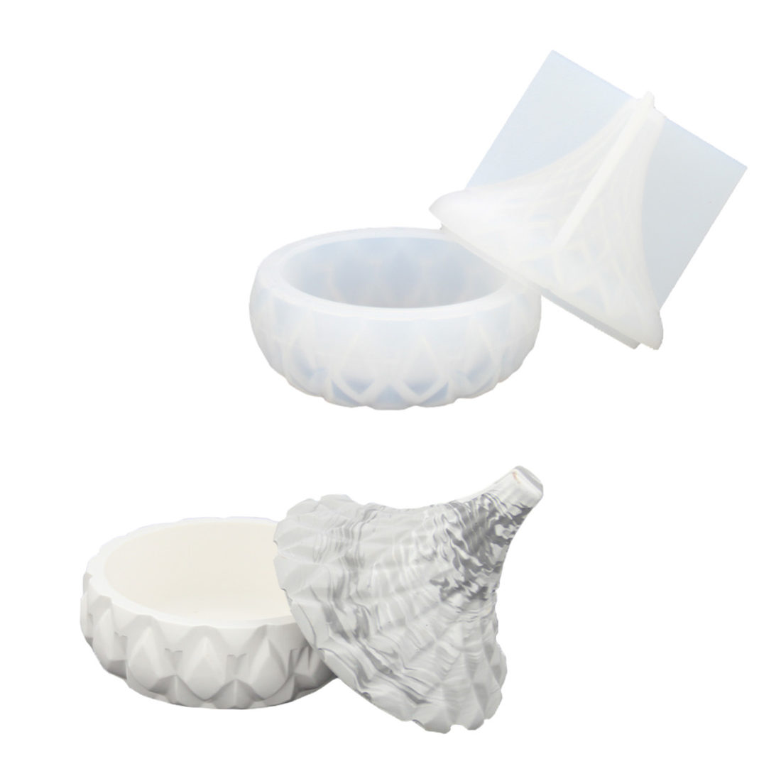 Siliconen mal geometrisch potje met puntdeksel 8,4 x 9,4 cm Siliconen mal geometrisch potje met puntdeksel 8,4 x 9,4 cm